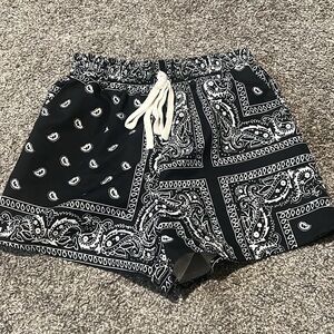 SHEIN Black and White Athletic Bandana Shorts